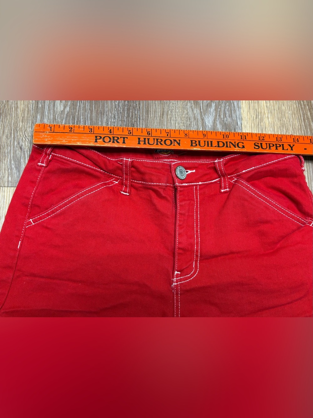 Dickies Women's Bright Red Cotton Stretch Jean Shorts - Picture 4 of 8